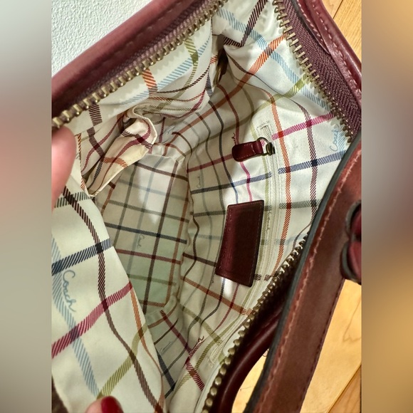 Coach Bleeker Bucket Bag In Burgundy with Tattersall Lining - Picture 7 of 10